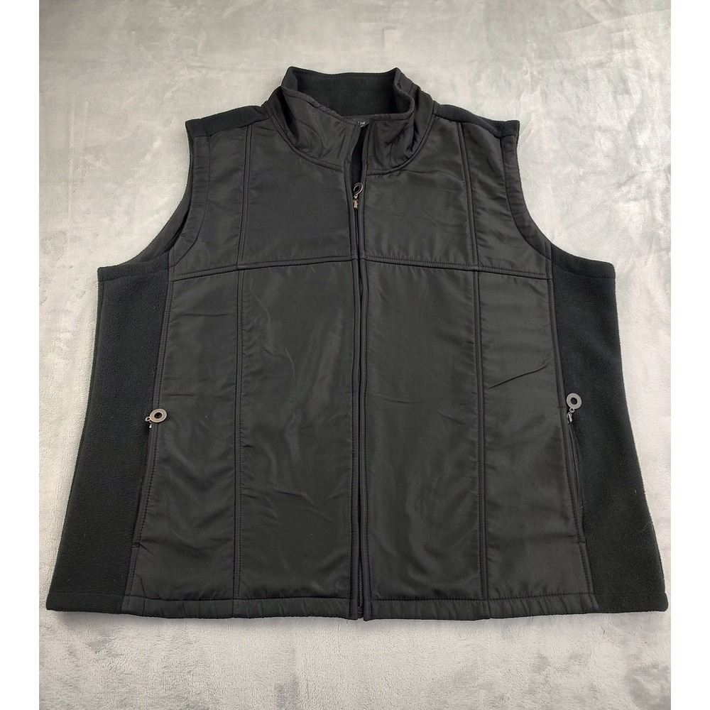 BC Clothing‎ Woman Black Fleece Lined Full Zip Vest Stand Collar Pockets